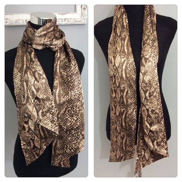 Vintage Accessories - Vintage Python silk Scarf Long wrap Snake Print